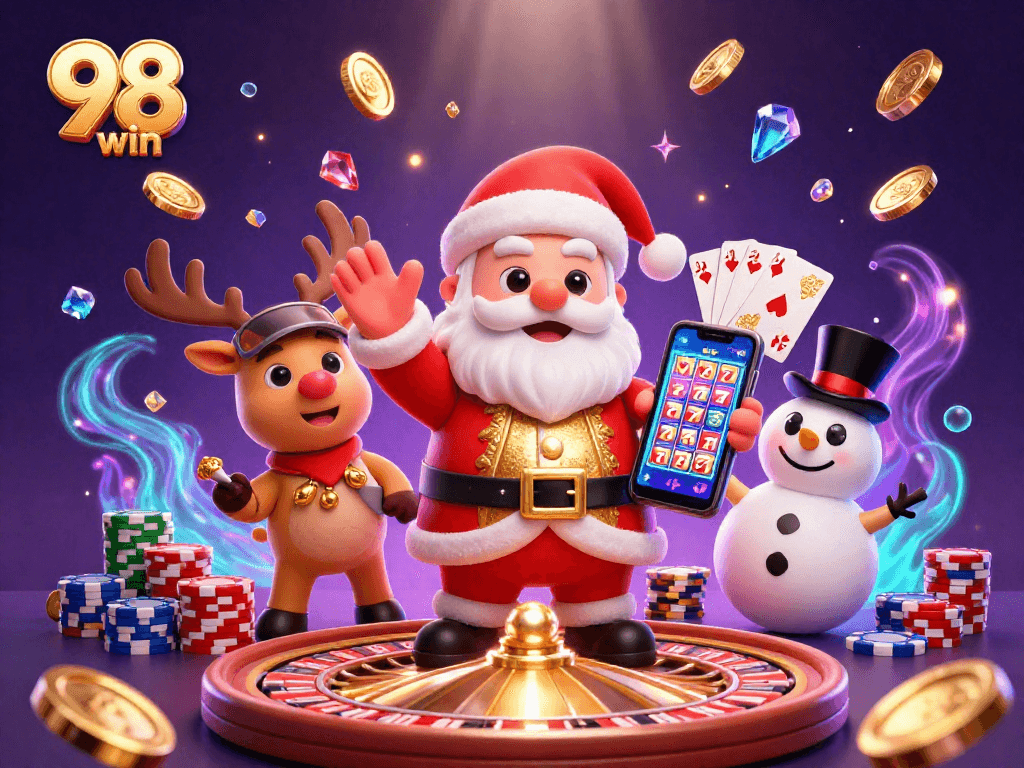 Experience excitement with 98 win at the casino, where Santa and friends celebrate jackpots!