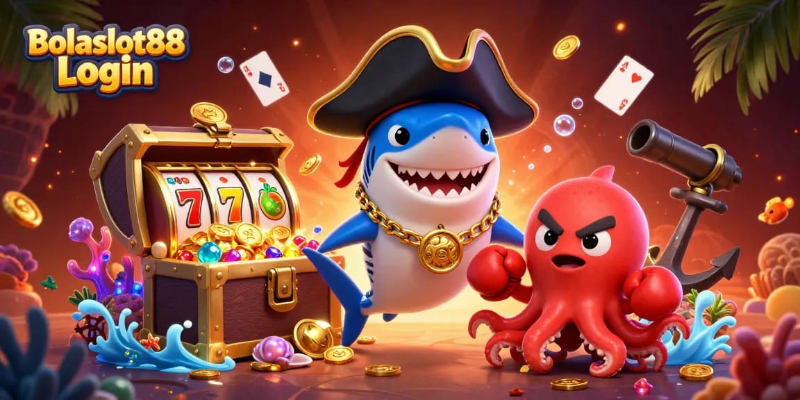 Engage with Bolaslot88 Login through this vibrant 3D illustration featuring exciting online casino elements.