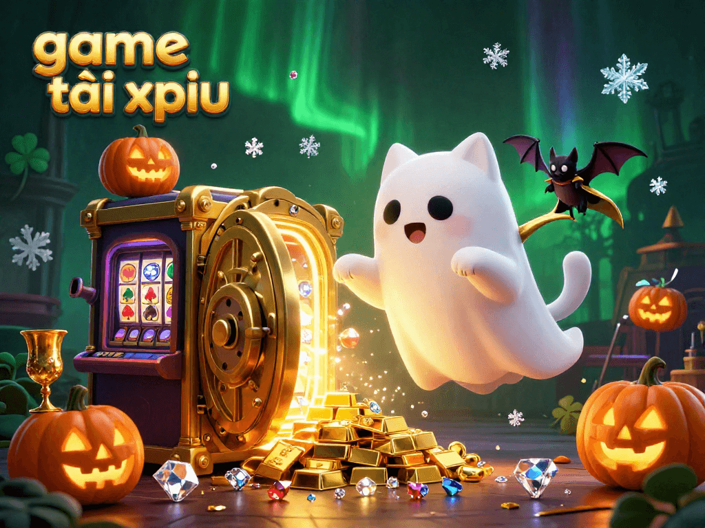Experience exhilarating game tài xỉu with lively characters and sparkling treasures in this animated casino scene.