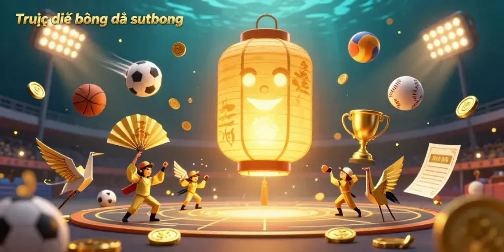 Experience competitive sports viewing with Trực tiếp bóng đá sutbong's immersive 3D illustration showcasing dynamic elements.