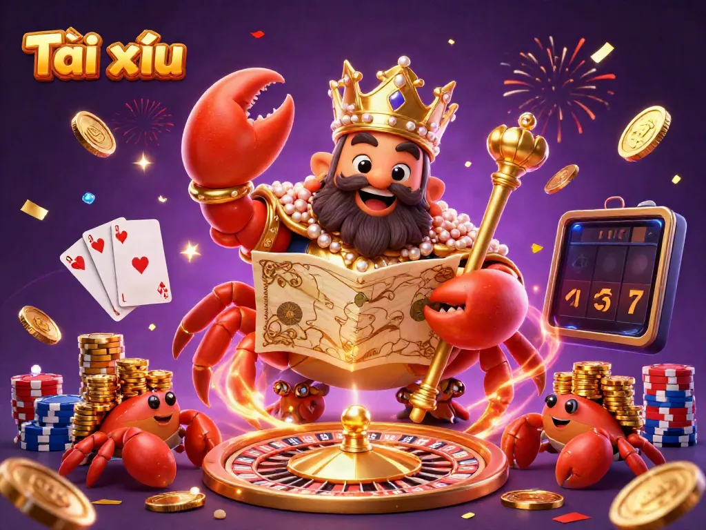 Experience Tài xỉu excitement with a lavish scene of golden treasures and vibrant casino elements.