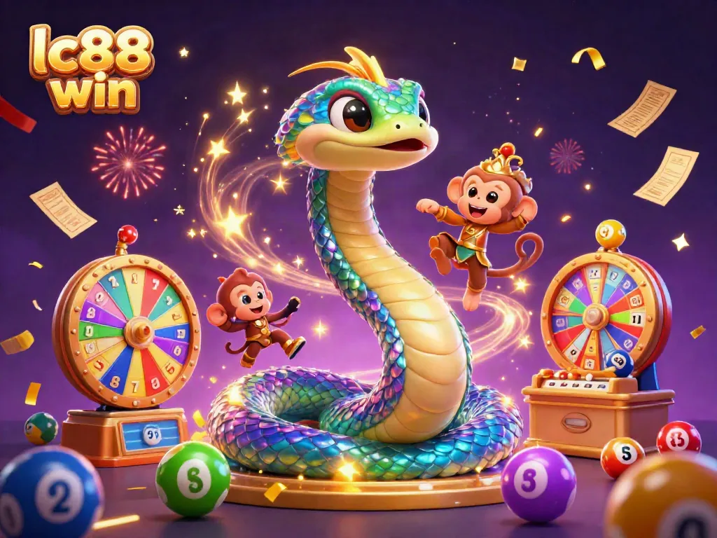 Experience the excitement of lc88 win with colorful lottery elements and vibrant celebration in a casino atmosphere.