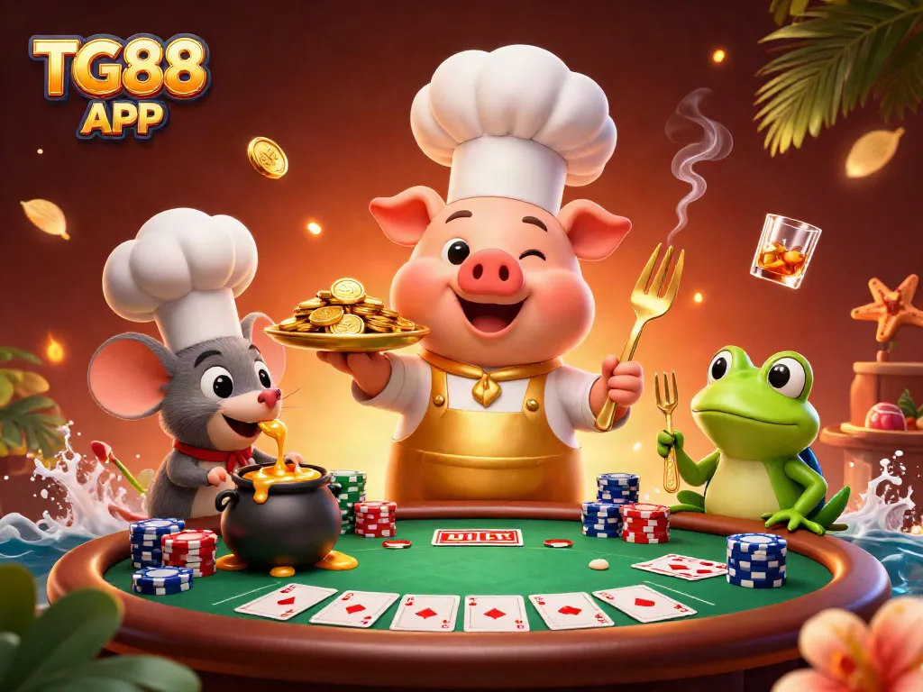 Experience thrilling gameplay with the TG88 APP featuring engaging characters and vibrant casino elements.