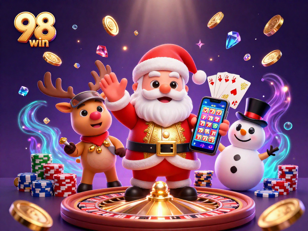 Experience excitement with 98 win at the casino, where Santa and friends celebrate jackpots!
