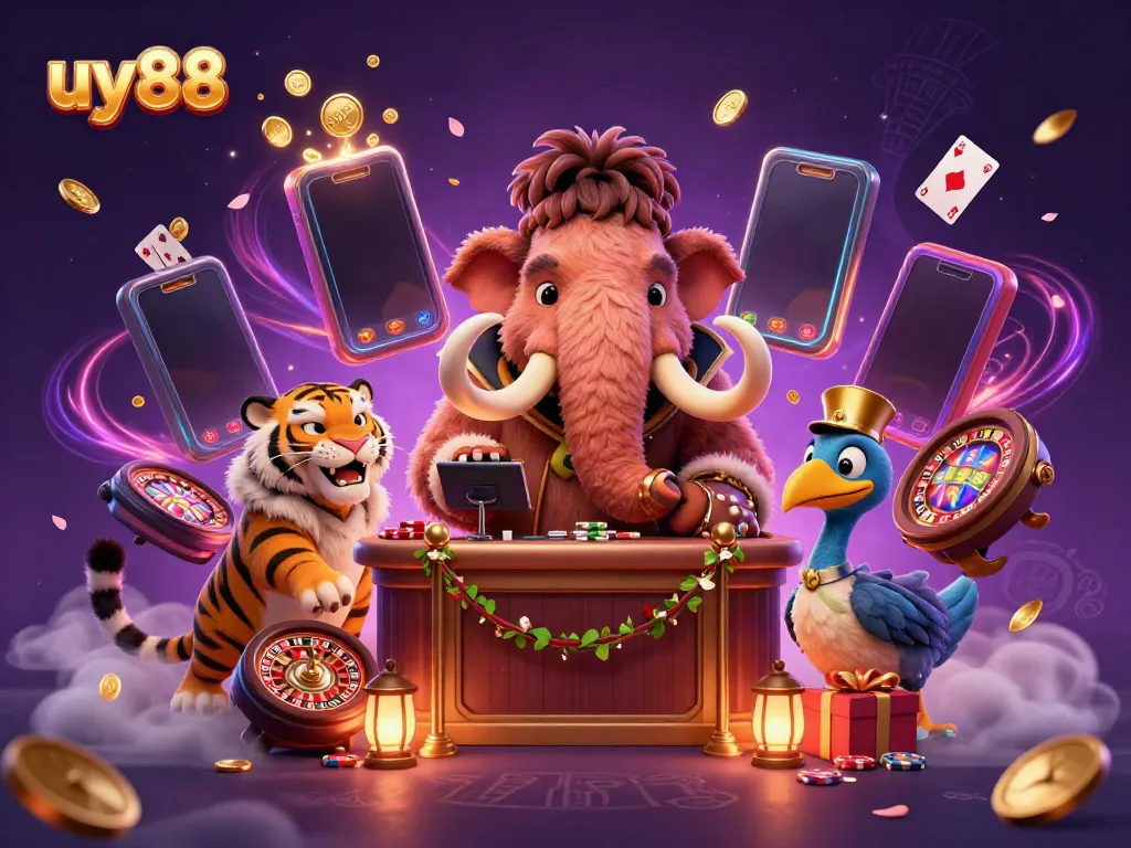 Experience the excitement of uy88 with a bouncer at the door, welcoming players to a vibrant casino scene.