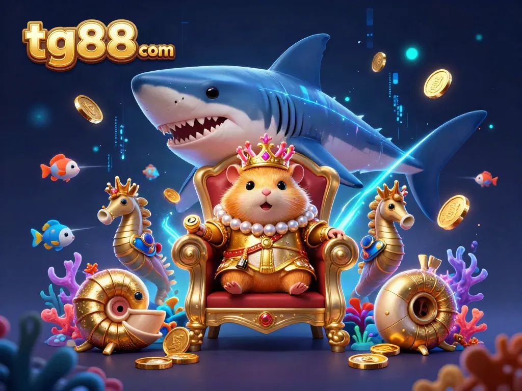 Experience thrilling fish shooting action at tg88 com with a fierce hamster king and vibrant sea creatures.