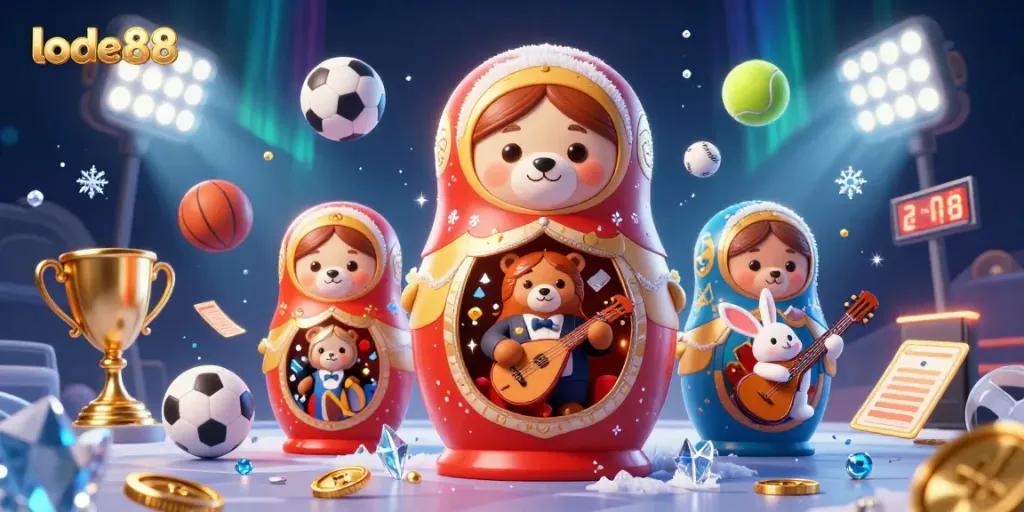 Experience thrilling gaming at lode88 with charming cartoon bears in an exciting casino scene!