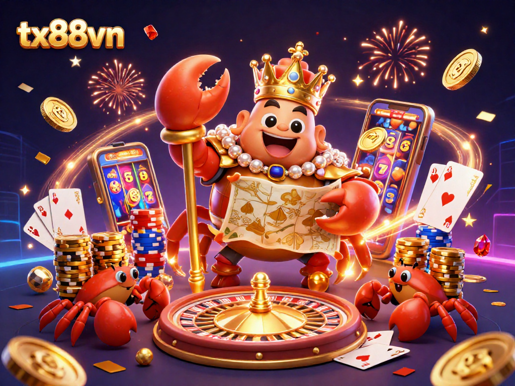 Experience thrilling gameplay at tx88vn with golden crab emperor, treasure maps, and dynamic casino elements.