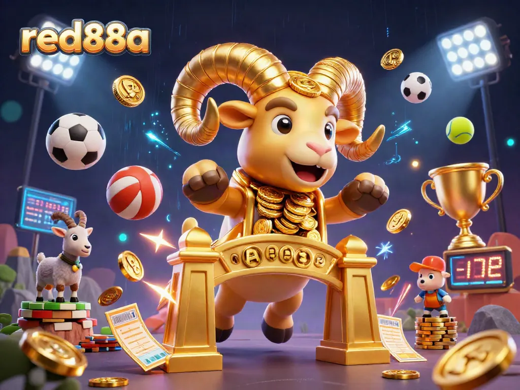 Join the red88a action with a 3D illustration of casino entertainment and dynamic elements.