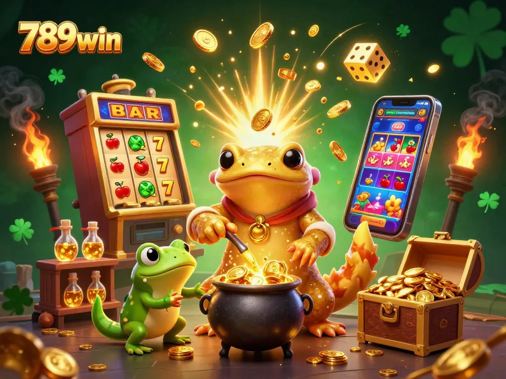 Experience the excitement of 789win with a vibrant 3D casino scene featuring golden elements and jackpot thrills.