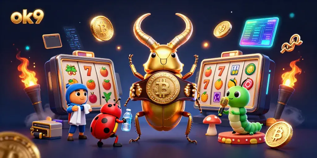 Experience high-stakes fun with ok9's thrilling slot scenes featuring dynamic characters and gaming elements.