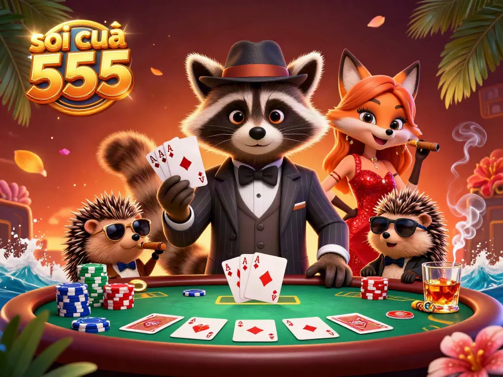 Experience soi cầu 555's thrilling poker scene with charming characters revealing the excitement of high-stakes play.