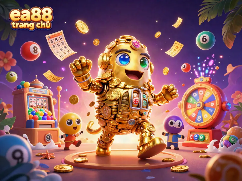 Engage with the interactive gaming elements at ea88 trang chủ, featuring dynamic lottery and casino visuals.