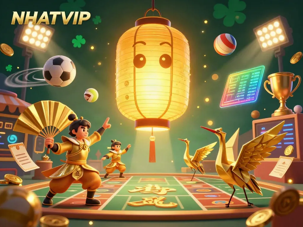 Experience NHATVIP's thrilling gaming scene with dynamic sports elements and enchanting spirits.