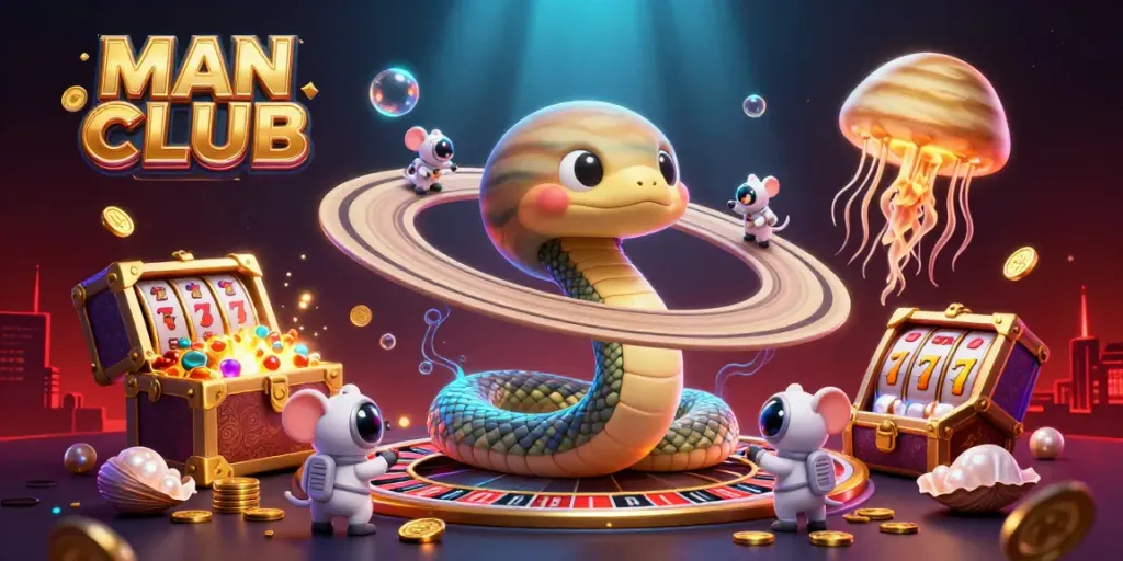 Spin the MAN CLUB roulette wheel with bets in a vibrant cosmic casino.