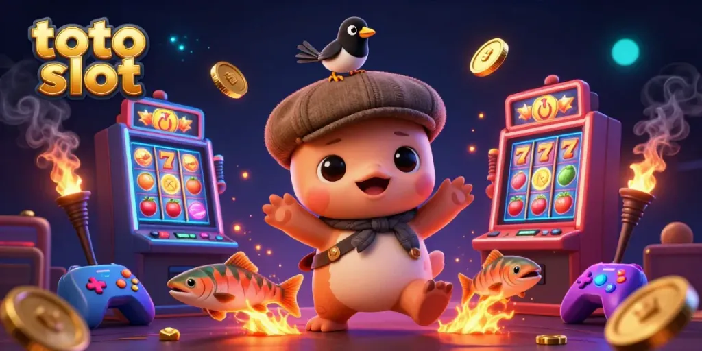 Experience thrilling gameplay with toto slot, featuring a charming Nessie and colorful slot machines.