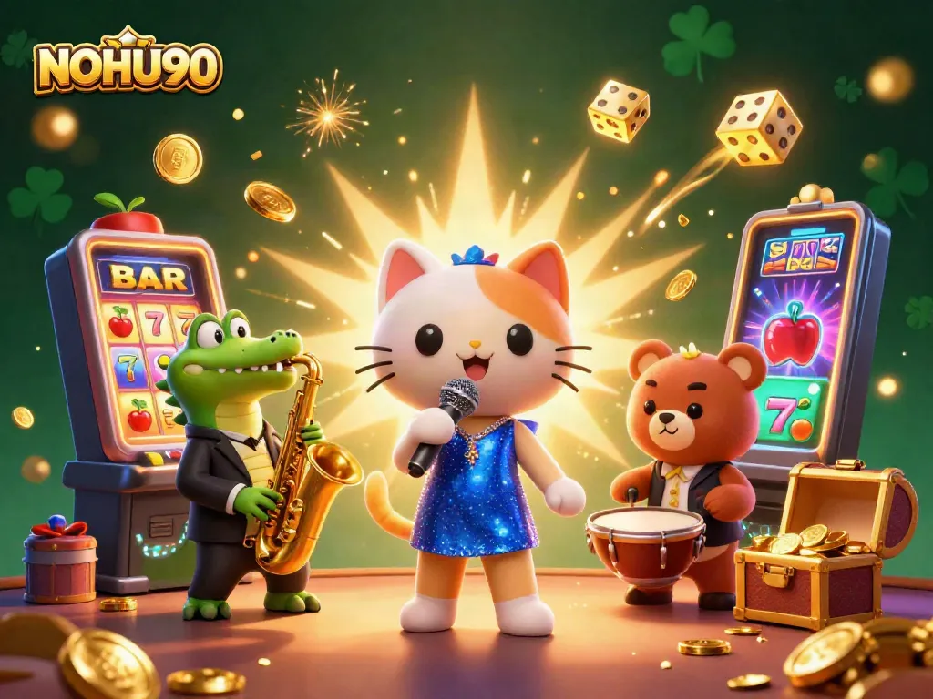 Engage in thrilling gameplay at NOHU90's vibrant casino scene with explosive jackpots and characters.