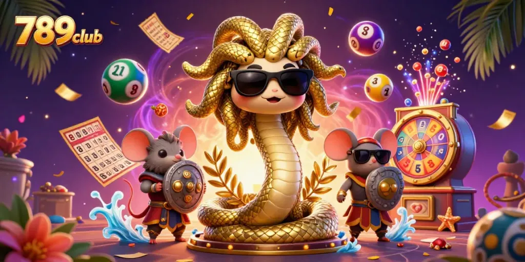 Experience fun with 789club's gaming elements featuring vibrant balls, prizes, and dynamic action.