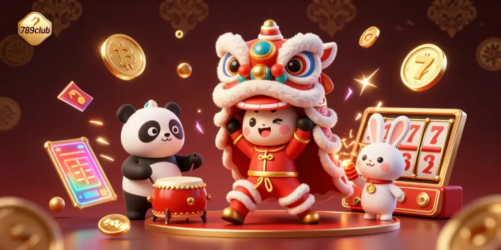 Engage with 789club's vibrant casino adventure, featuring lively characters and dazzling slot elements.