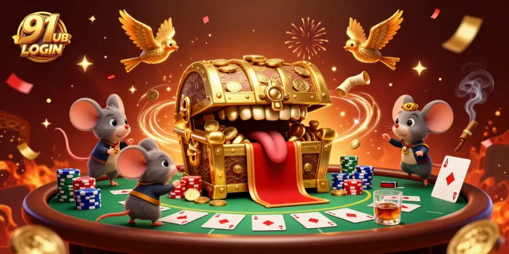 Engage in thrilling gameplay at 91 CLUB LOGIN with animated casino treasures and poker excitement.