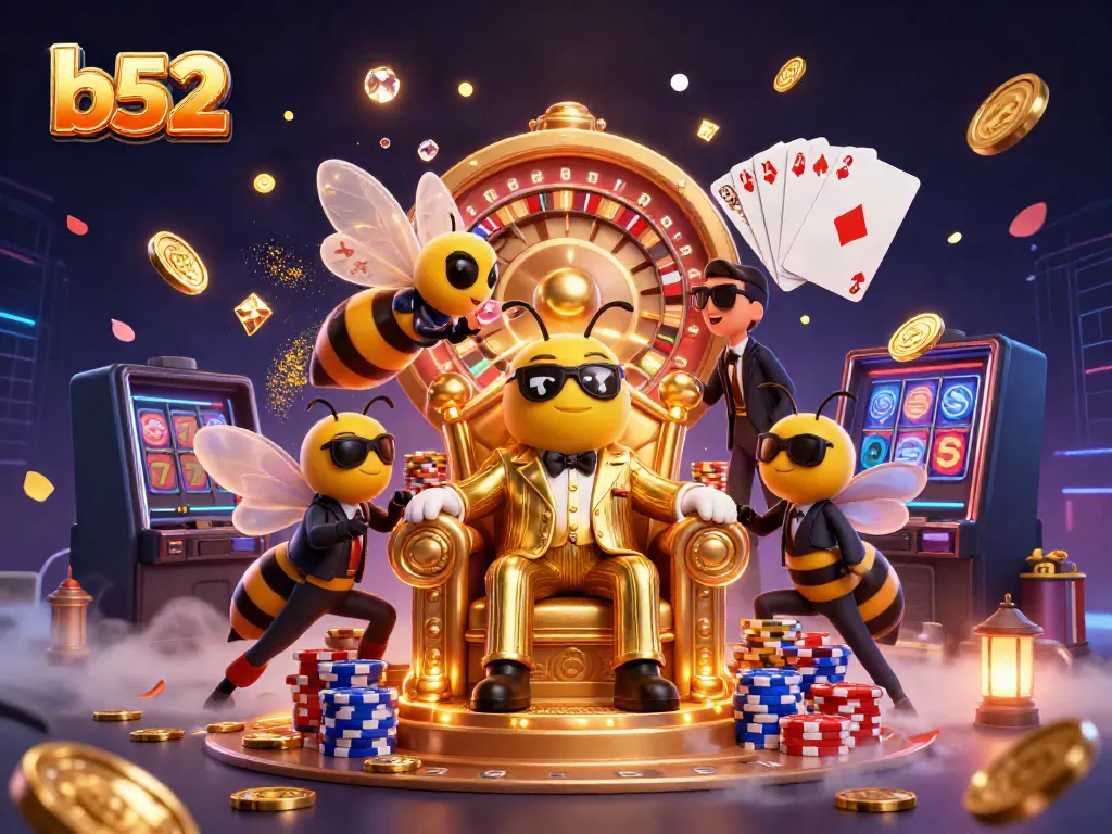 Experience the vibrant b52 online gaming atmosphere with a lively mob boss scene full of golden coins and casino elements.