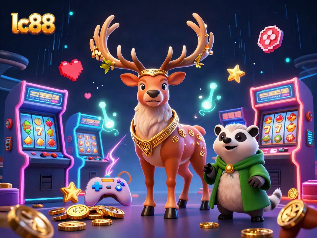 Engage in thrilling gameplay with lc 88, featuring a druid stag and vibrant casino elements.