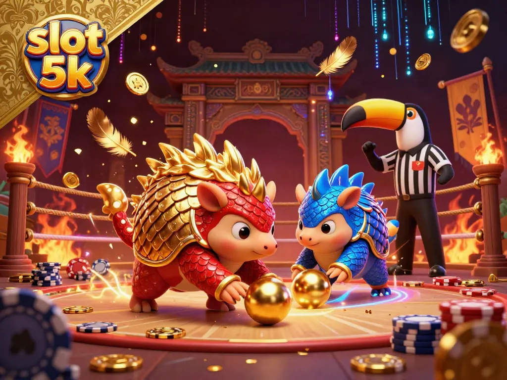 Engage with the vibrant atmosphere of slot 5k gaming featuring rival pangolins in a dynamic betting scene.