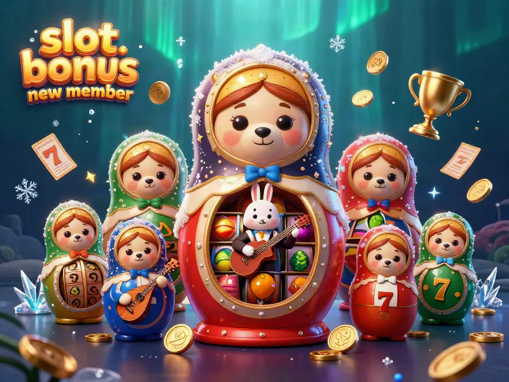Experience winning with slot bonus new member as colorful symbols dance in a lively casino scene.