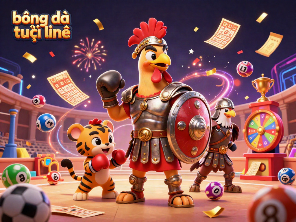 Engage in bóng đá trực tuyến with dynamic sports betting visuals featuring a gladiator rooster.